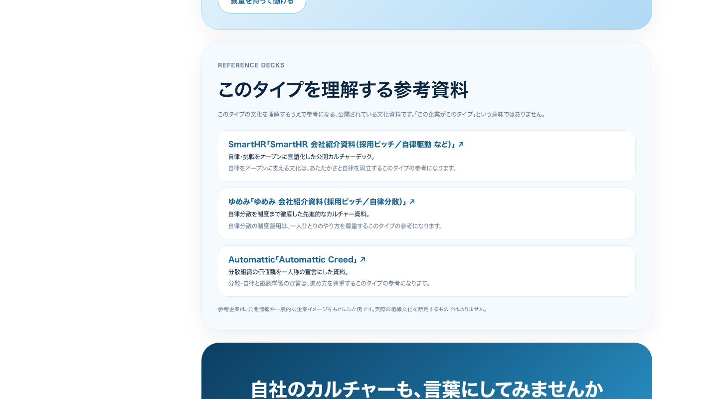 このタイプを理解する参考資料（参考カルチャーデック）画面（PC 画面）